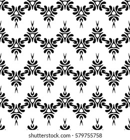  Black and white geometric seamless  line ornament.  Vector illustration for tribal design. 