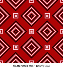 Black and white geometric seamless pattern. On red background. Design for wallpapers and textile