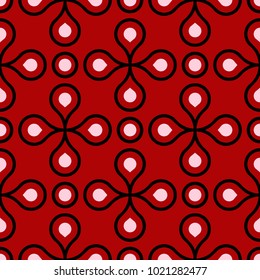 Black and white geometric seamless pattern. On red background. Design for wallpapers and textile
