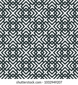 Black and white geometric seamless pattern. Linear ornament with crosses. Patterned seamless background.