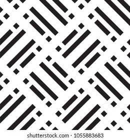 Black and white geometric seamless pattern. Simple regular background. Vector illustration