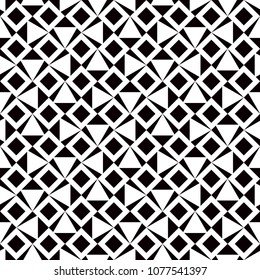 Black and white geometric seamless pattern. Simple regular background. Vector illustration.fashion design print triangle and square pattern.