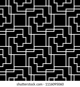 Black and white geometric seamless pattern for web, textile and wallpapers