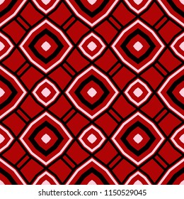 Black and white geometric seamless pattern. On red background. Design for wallpapers and textile