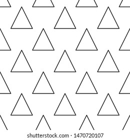 Black and white geometric seamless pattern with triangle, abstract background, vector.