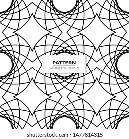 Black and white geometric seamless pattern with line. Abstract background. Vector seamless pattern.