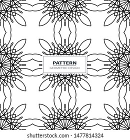 Black and white geometric seamless pattern with line. Abstract background. Vector seamless pattern.