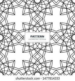 Black and white geometric seamless pattern with line. Abstract background. Vector seamless pattern.