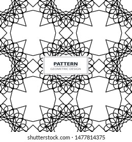 Black and white geometric seamless pattern with line. Abstract background. Vector seamless pattern.