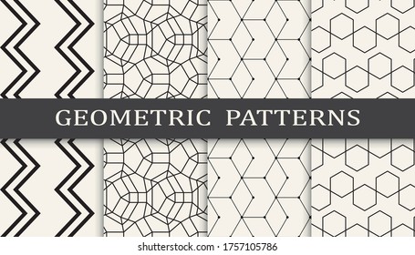 black and white geometric seamless pattern set