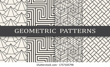 ensemble de motifs géométriques et harmonieux noir et blanc