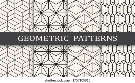 conjunto de patrones geométricos sin soldadura en blanco y negro