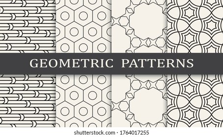 black and white geometric seamless pattern set