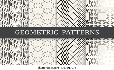 conjunto de patrones geométricos sin soldadura en blanco y negro