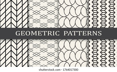 conjunto de patrones geométricos sin soldadura en blanco y negro