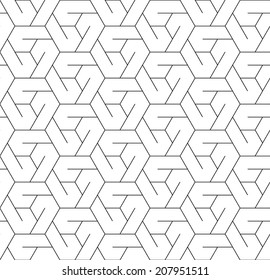 Black and white geometric seamless pattern with line and hexagon, eps10, vector.