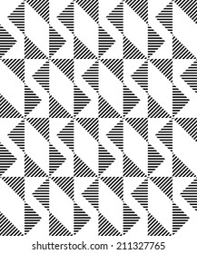Black and white geometric seamless pattern with stripe and triangle abstract background, vector.