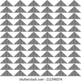 Black and white geometric seamless pattern with stripe and triangle abstract background, vector.