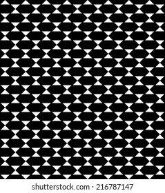 Black and white geometric seamless pattern with triangle and hexagon, abstract background, vector