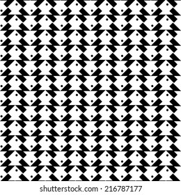 Black and white geometric seamless pattern with fish shape, abstract background, vector, illustration.