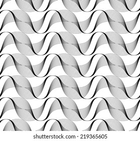 Black and white geometric seamless pattern with line, abstract background, vector, illustration.