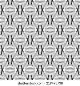 Black and white geometric seamless pattern with line, abstract background, vector, illustration.