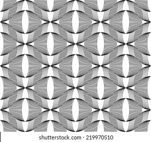 Black and white geometric seamless pattern with line, abstract background, vector, illustration.