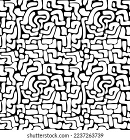 Black and White Geometric Seamless Pattern. Abstract Vector Background