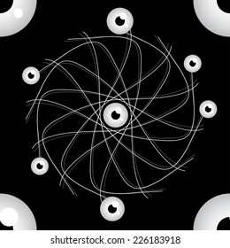 Black and white geometric seamless pattern, vector background. Geometric shapes