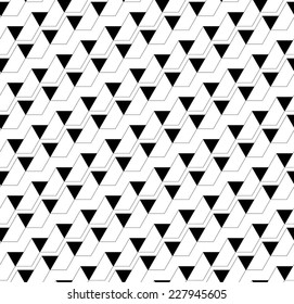 Black and white geometric seamless pattern with triangle and trapezoid, abstract background, vector, EPS10