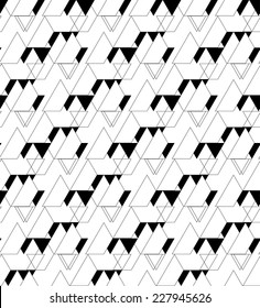 Black and white geometric seamless pattern with triangle and trapezoid, abstract background, vector, EPS10