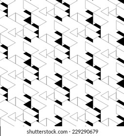 Black and white geometric seamless pattern with triangle and trapezoid, abstract background, vector, EPS10