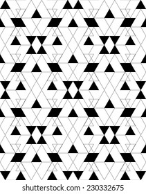 Black and white geometric seamless pattern with triangle and trapezoid, abstract background, vector, EPS10