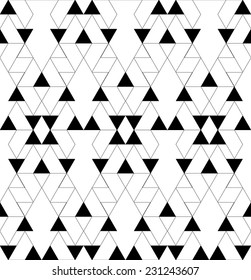 Black and white geometric seamless pattern with triangle and trapezoid, abstract background, vector, EPS10