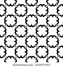 Black and white geometric seamless pattern with abstact shapes. Repeat pattern for fashion, textile design,  on wall paper, wrapping paper, fabrics and home decor.