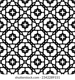 Black and white geometric seamless pattern with abstact shapes. Repeat pattern for fashion, textile design,  on wall paper, wrapping paper, fabrics and home decor.