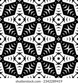 Black and white geometric seamless pattern with abstact shapes. Repeat pattern for fashion, textile design,  on wall paper, wrapping paper, fabrics and home decor.