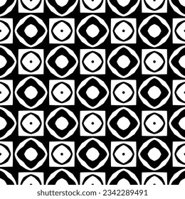 Black and white geometric seamless pattern with abstact shapes. Repeat pattern for fashion, textile design,  on wall paper, wrapping paper, fabrics and home decor.