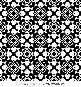 Black and white geometric seamless pattern with abstact shapes. Repeat pattern for fashion, textile design,  on wall paper, wrapping paper, fabrics and home decor.
