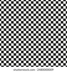 Black and white geometric seamless pattern. Chess board background. Checkered optical illusion backdrop. Psychedelic pattern with squares. Race flag repeatable texture. Graphic illustration.