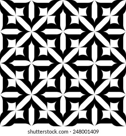 Black and white geometric seamless pattern, abstract background, vector, illustration.