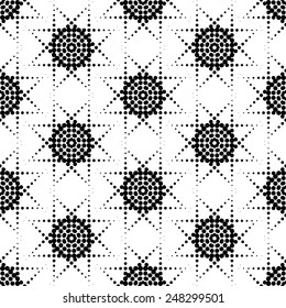 Black and white geometric seamless pattern with circle, abstract background, vector, illustration.