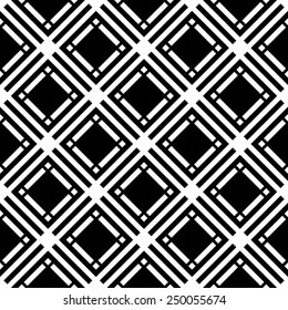 Black and white geometric seamless pattern with square and rectangle, abstract background, vector, illustration.