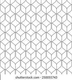 Black and white geometric seamless pattern with round corner diamond, abstract background, vector, illustration.