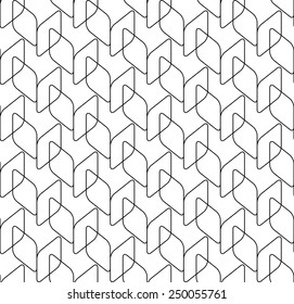 Black and white geometric seamless pattern with round corner diamond, abstract background, vector, illustration.