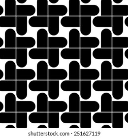 Black and white geometric seamless pattern, abstract background, vector, illustration.