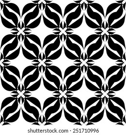 Black and white geometric seamless pattern, abstract background, vector, illustration.
