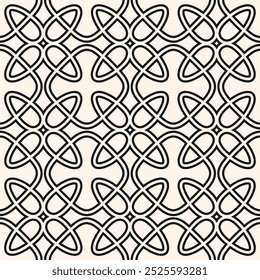 Black and white geometric seamless pattern with medieval motifs. Abstract vector ornament texture in gothic style. Simple background with cross shapes, floral silhouettes, grid. Repeatable design