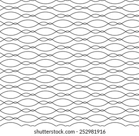 Black and white geometric seamless pattern with wave line, abstract background, vector, illustration.