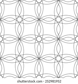 Black and white geometric seamless pattern with wave line, abstract background, vector, illustration.